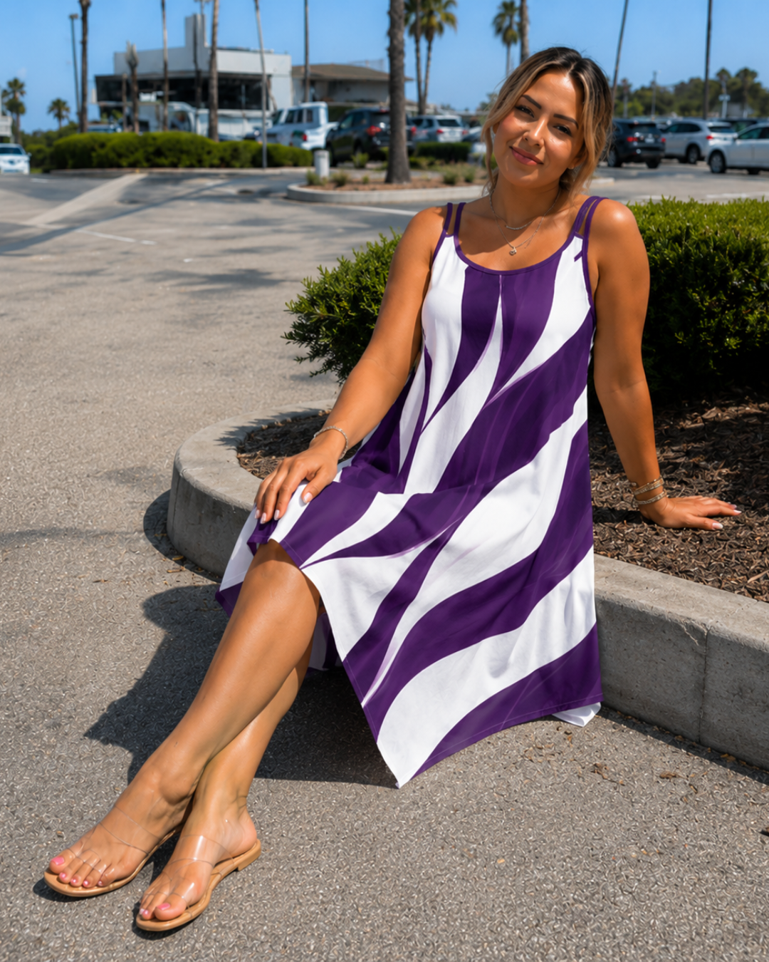 Vestido Midi Fluido com Bainha Assimétrica