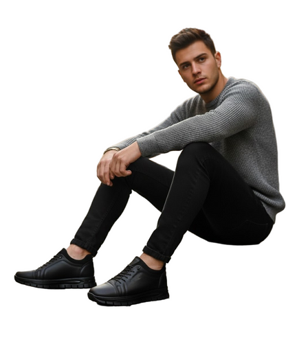 Sapatos desportivos em pele Conforto leve e resistência Costura Para homem