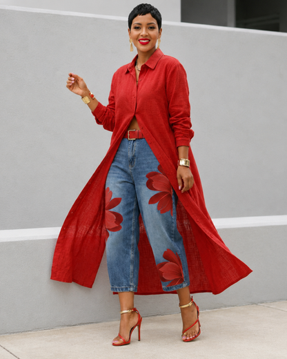 Conjunto com bordado floral