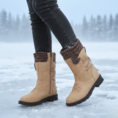 Botas térmicas para neve com sistema de ajuste traseiro para mulher