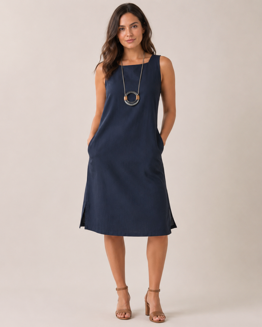 Vestido Midi de Linho Respirável