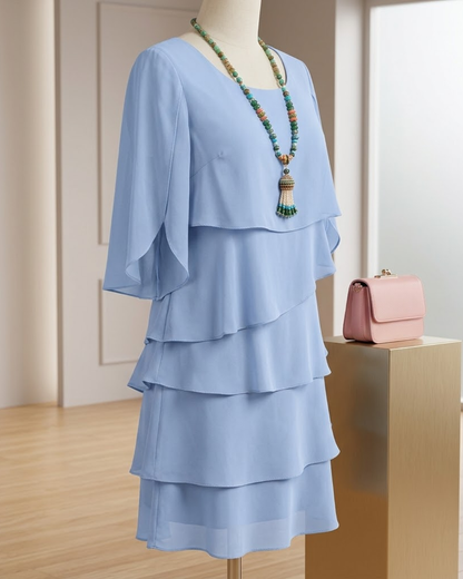 Vestido com folhos escalonados Paris