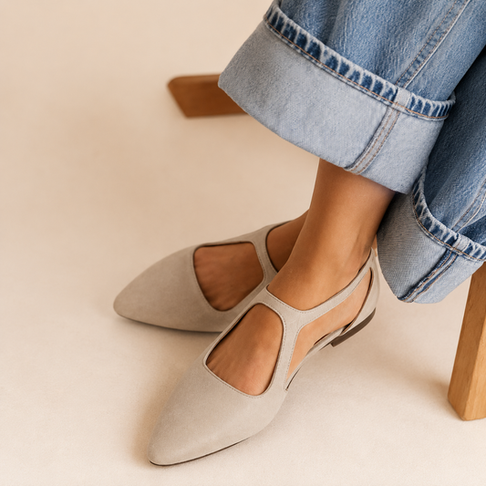 Bailarinas de Pele com Design T-Strap