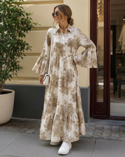 Vestido com estampado botânico