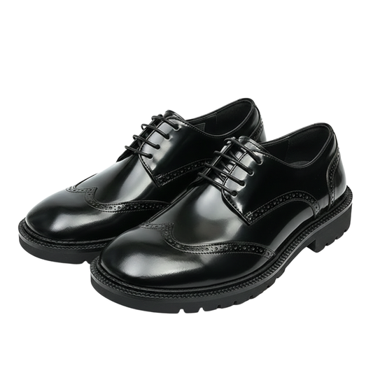 Sapatos Brogue de bico redondo estilo britânico