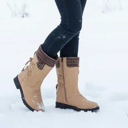 Botas térmicas para neve com sistema de ajuste traseiro para mulher