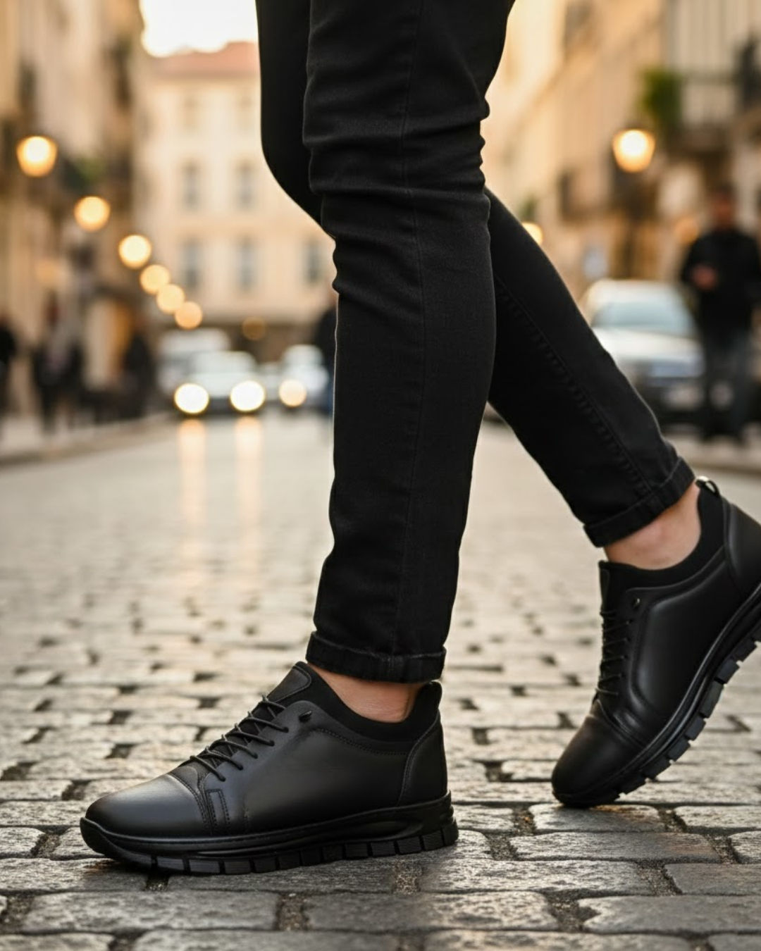 Sapatos desportivos em pele Conforto leve e resistência Costura Para homem
