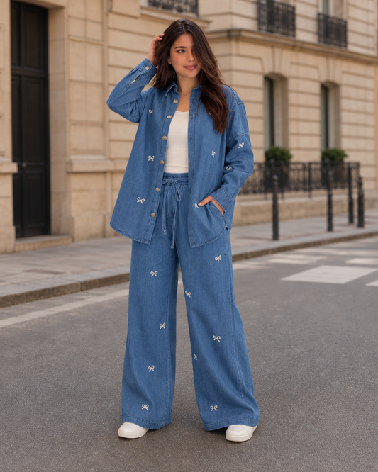 Conjunto Denim com Bordados