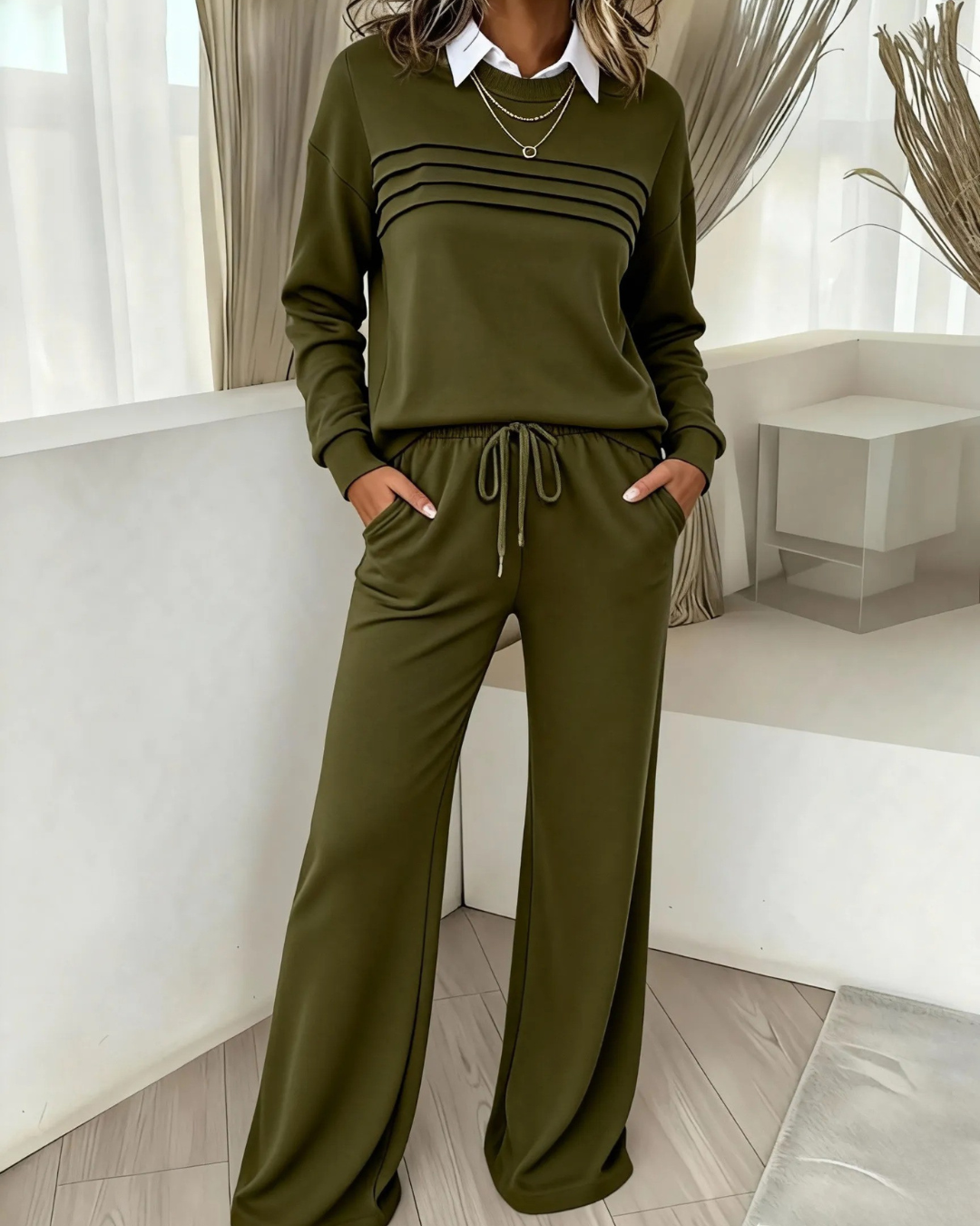 Conjunto de Camisola e Calças Casual para Mulher