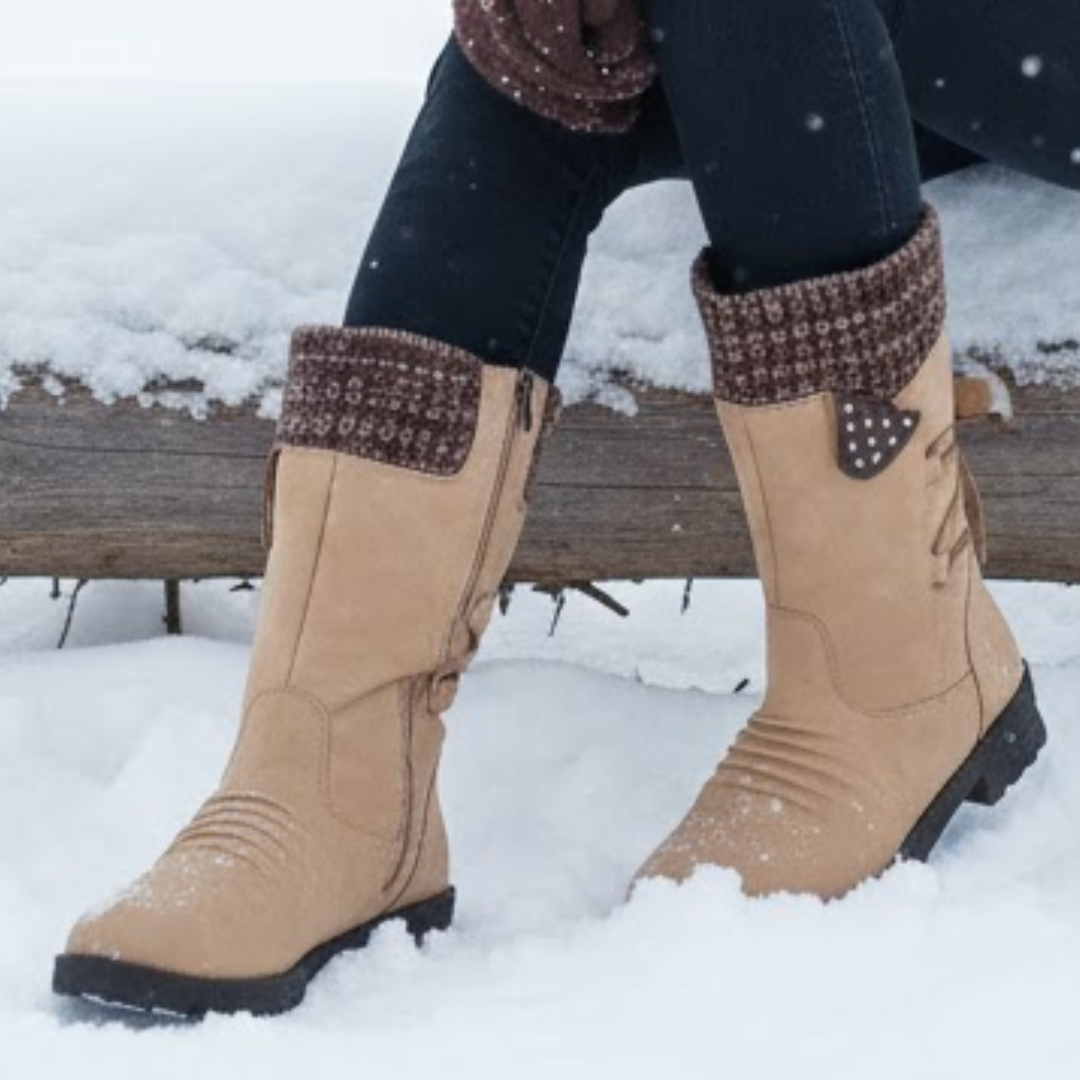 Botas térmicas para neve com sistema de ajuste traseiro para mulher