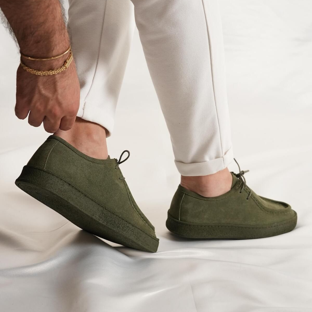 Sapatos Casuais Feitos à Mão em Pele de Camurça