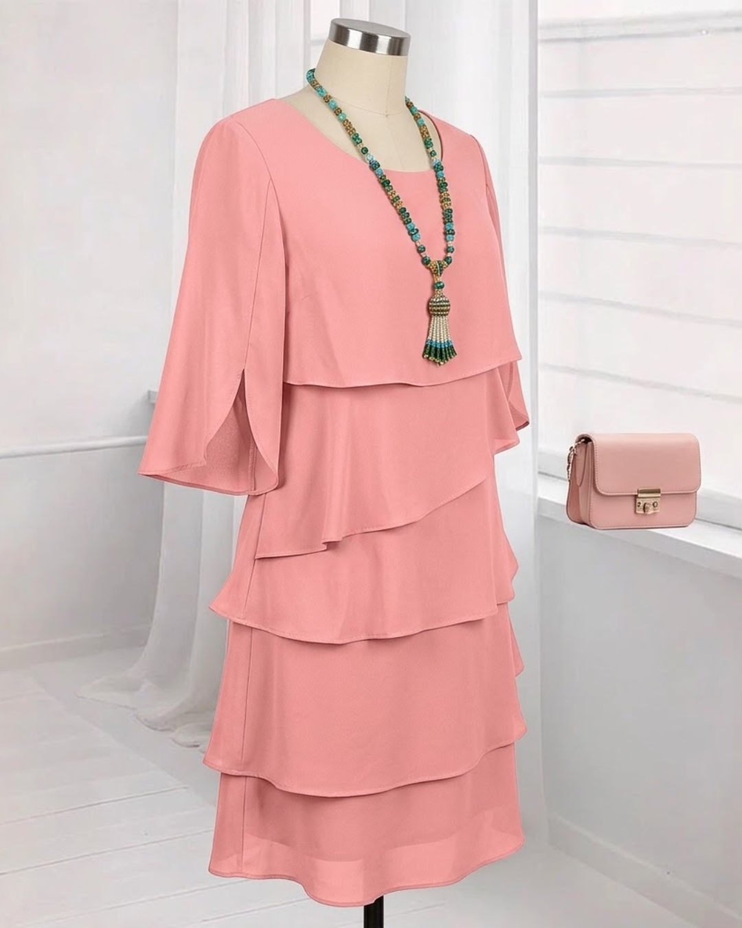 Vestido com folhos escalonados Paris
