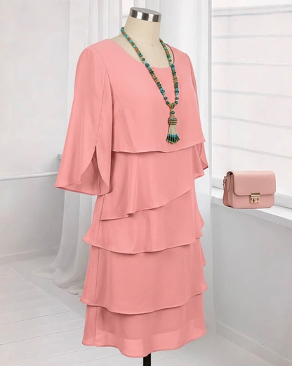 Vestido com folhos escalonados Paris