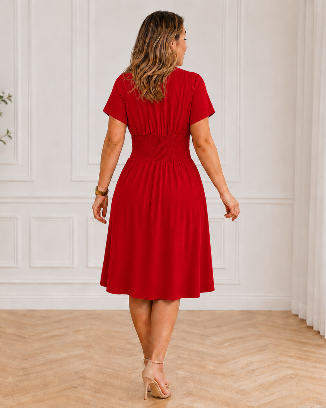 Vestido com botões e corte evasê