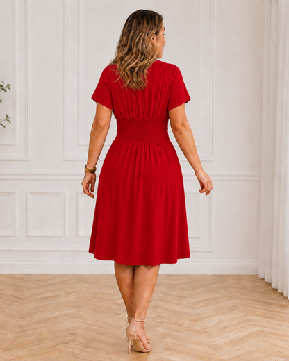 Vestido com botões e corte evasê