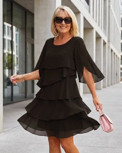 Vestido com folhos escalonados Paris