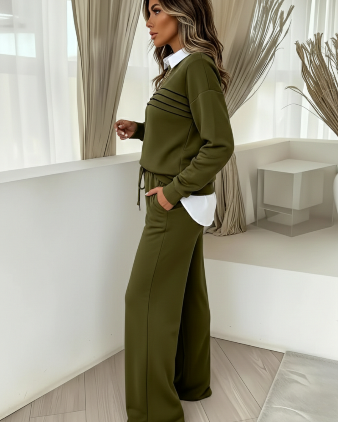 Conjunto de Camisola e Calças Casual para Mulher
