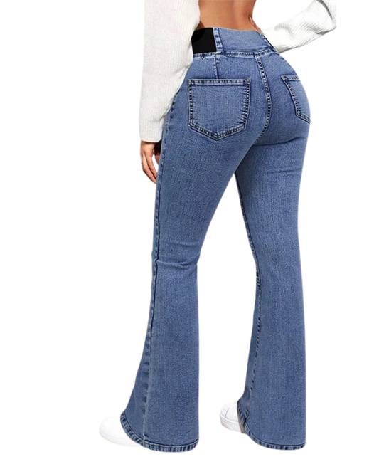Jeans à Boca de Sino de Cintura Alta