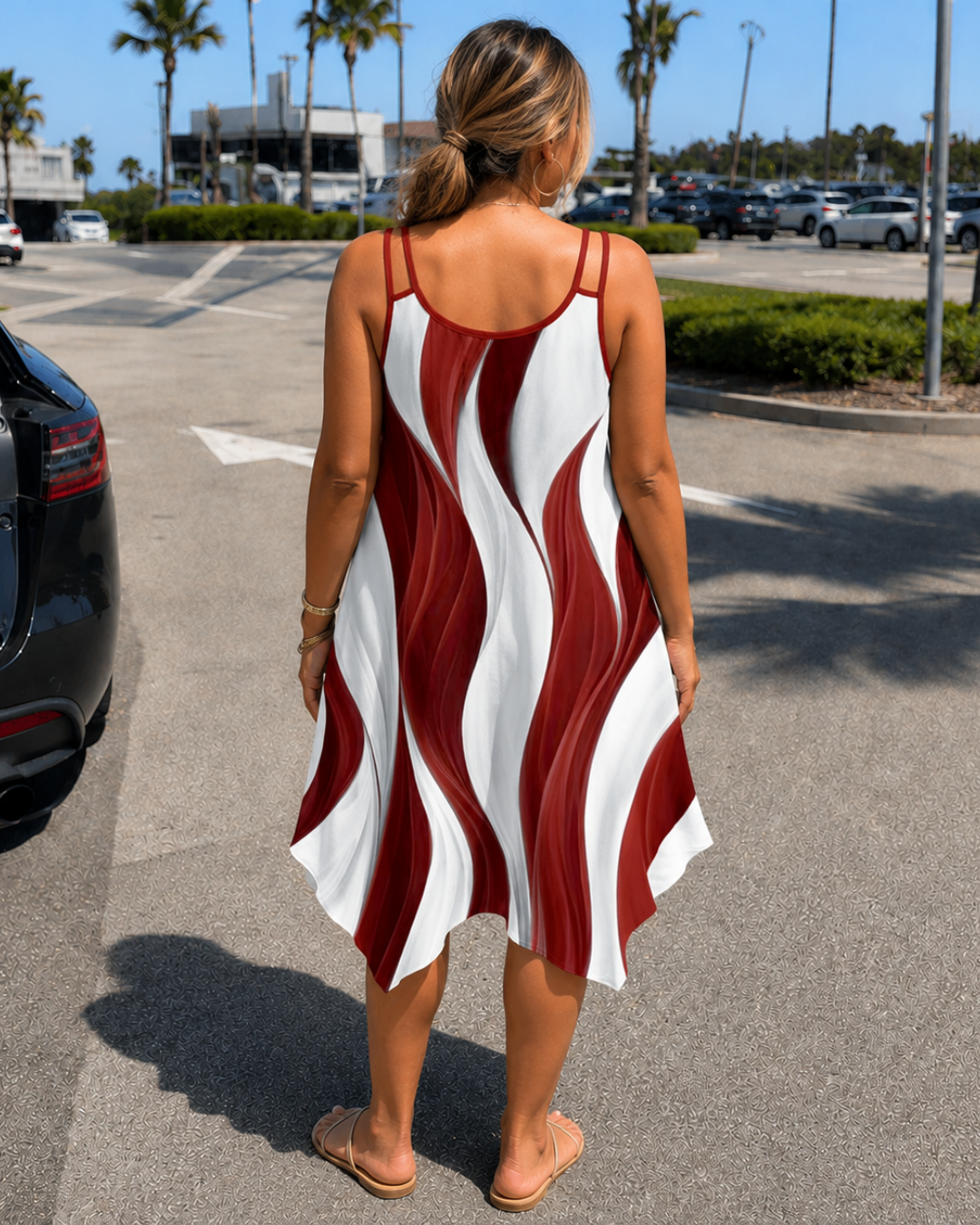 Vestido Midi Fluido com Bainha Assimétrica