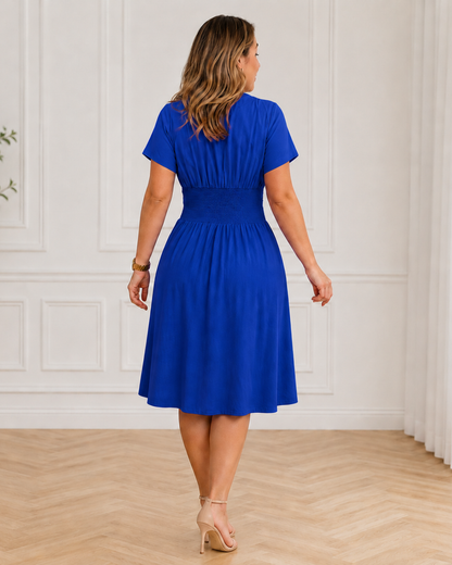 Vestido com botões e corte evasê